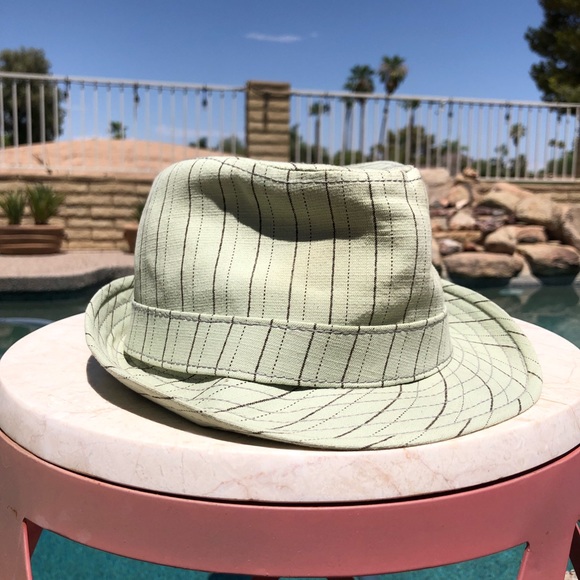 Goorin Bros Light Mint Green with Brown/Grey Striping Cotton Fedora S - Picture 4 of 9